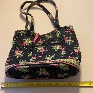 Vera Bradley Black Pink Hope Ribbon Tote Purse